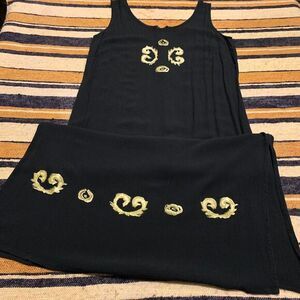 K Studio Maxi Dress Art To Wear Funky Black Sleeveless Goth Witchy 90s Y2K Sz 16